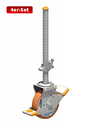 Layher Lenkrollensatz: Lenkrolle gummiert 700 höhenverstellbar - 4er-Set Layher Lenkrollensatz: Lenkrolle gummiert 700 höhenverstellbar - 4er-Set